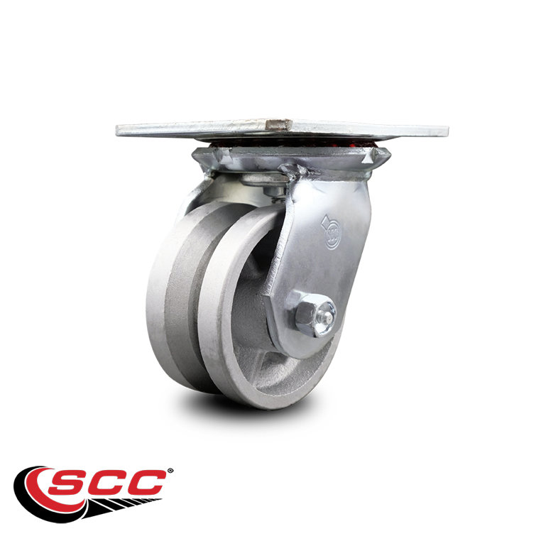 Service Caster 4 Inch Heavy Duty V Groove Semi Steel Swivel Caster with